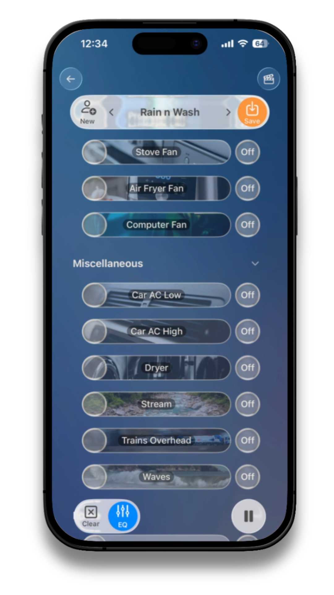 Super Sound Machine sound mixer screen